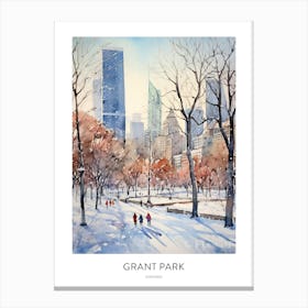 Grant Park 7 Chicago Watercolour Travel Poster Canvas Print