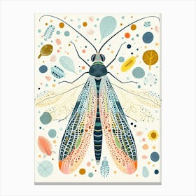 Colourful Insect Illustration Lacewing 14 Canvas Print
