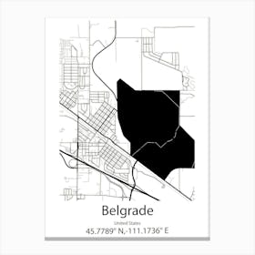 Belgrade,United States Minimalist Map Canvas Print