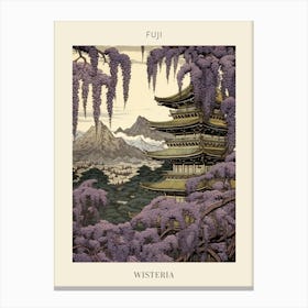 Fuji Wisteria Japanese Botanical Illustration Poster Canvas Print
