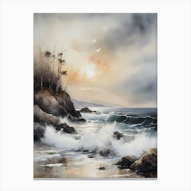 Vintage Coastal Seaside Painting (5) 1 Canvas Print