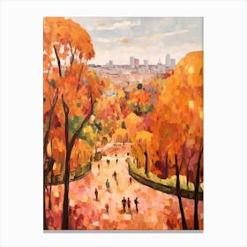 Autumn City Park Painting Montjuc Park Barcelona 1 Canvas Print