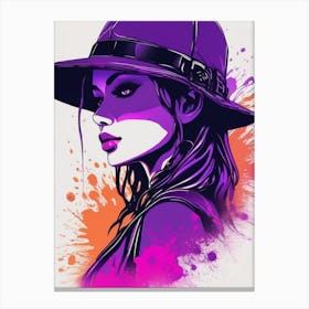 Woman In Purple Hat Canvas Print