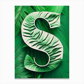 S, Letter, Alphabet Jungle Leaf 2 Canvas Print