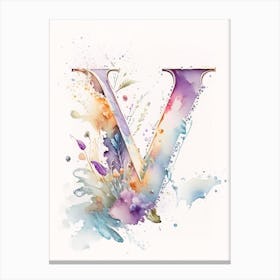 V, Letter, Alphabet Storybook Watercolour 2 Canvas Print