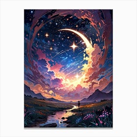 Moon And Stars 8 Canvas Print