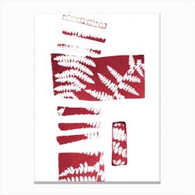 Abstract Red Fern Leaves Canvas Print