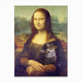 Mona Lisa Smiling Holding A Cat 1 Canvas Print