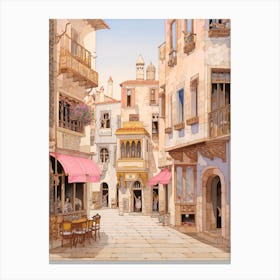 Izmir Turkey 1 Vintage Pink Travel Illustration Canvas Print