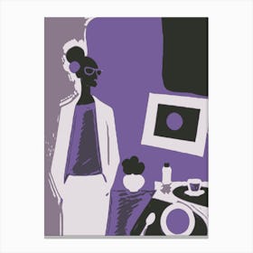 Chic Beautiful Bold Strong Black Woman Abstract Purple Canvas Print