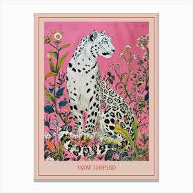 Floral Animal Painting Snow Leopard 2 Poster Canvas Print