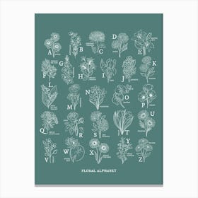 Floral Alphabet | Hunter Green Canvas Print