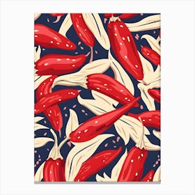 Red Chili Peppers Seamless Pattern Canvas Print