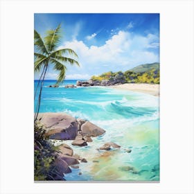 A Painting Of Anse Lazio, Praslin Seychelles 5 Canvas Print