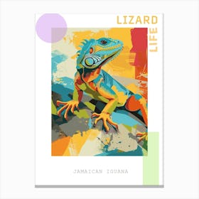 Turquoise Jamaican Iguana Abstract Modern Illustration 3 Poster Canvas Print