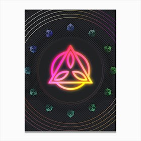 Neon Geometric Glyph in Pink and Yellow Circle Array on Black n.0273 Canvas Print