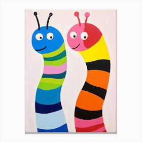Colourful Kids Animal Art Worm Canvas Print