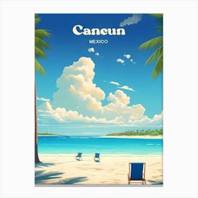 Cancun Mexico Beach Vacation Modern Travel Art Canvas Print