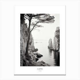 Poster Of Capri, Italy, Black And White Photo 4 Canvas Print