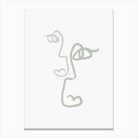 Double Faces Sage Green Canvas Print