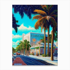 Hialeah, City Us  Pointillism Canvas Print