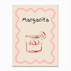 Margarita Doodle Poster Pink & Red Canvas Print