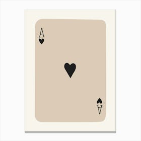 Ace Playing Card Beige And Black 1 Canvas Print