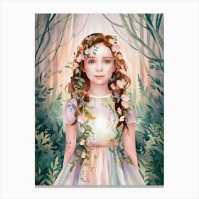 Little Girl In The Forest Canvas Print