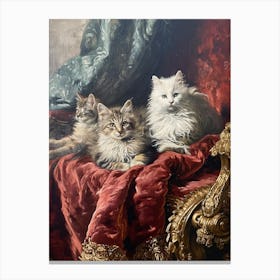 Kittens Sat On A Throne Rococo Inspired 1 Canvas Print
