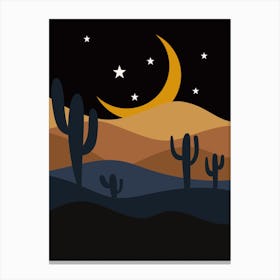 Cactus Desert Night Sky Canvas Print