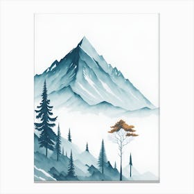 Mountain And Forest In Minimalist Watercolor Vertical Composition 137 Canvas Print