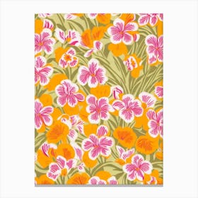 Iris Floral Print Retro Pattern 1 Flower Canvas Print