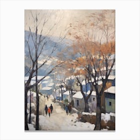 Winter City Park Painting Namsan Park Seoul South Korea 1 Canvas Print