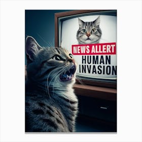 News Alert Human Invasion Canvas Print