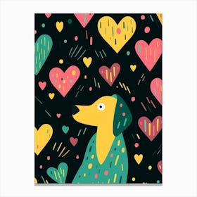 Abstract Cute Heart & Dog Line Illustration 2 Canvas Print