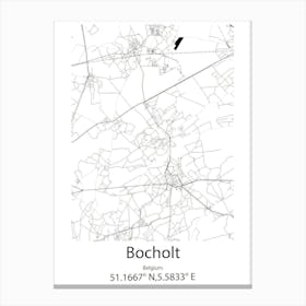 Bocholt,Belgium Minimalist Map Canvas Print