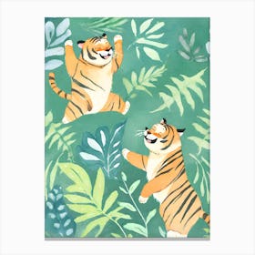 Cute Chubby Playing Tigers 1 Canvas Print