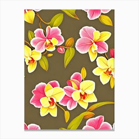 Orchids Repeat Retro Flower Canvas Print