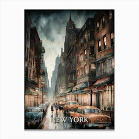 New York City Vintage Painting (3) Canvas Print