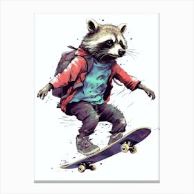 Raccoon Skateboarding 2 Canvas Print