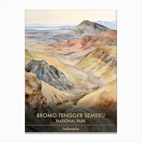 Bromo Tengger Semeru National Park Indonesia Watercolour 3 Canvas Print