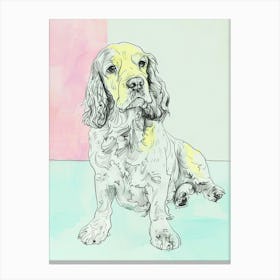 Pastel Clumber Spaniel Dog Pastel Line Illustration  1 Canvas Print