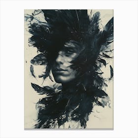 Whimsical Dark Feathers Man 1 Canvas Print