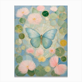 Butterfly On Water Lily Canvas Print