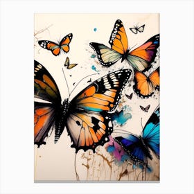 Butterflies In Migration Graffiti Illustration 1 Canvas Print
