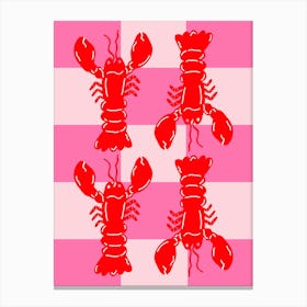 Lobster Tile Red On Pink Canvas Print