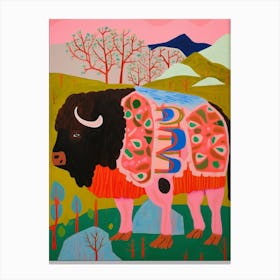 Maximalist Animal Painting Bison Canvas Print