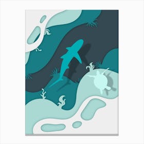 Ocean Turtle Shark Sea Life Sea Canvas Print