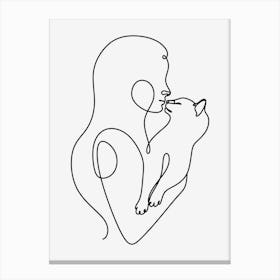 Cat Line Art Canvas Print