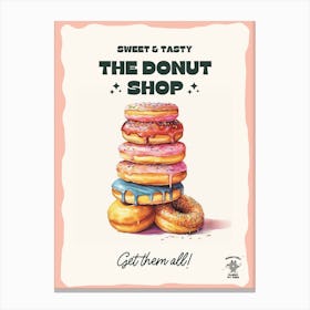 Stack Of Rainbow Donuts The Donut Shop 2 Canvas Print